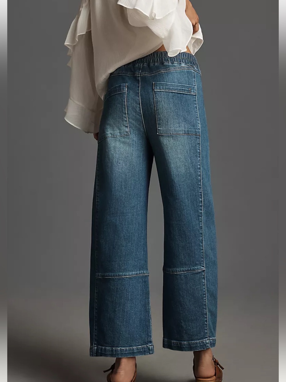 Pilcro Relaxed Drawstring Pull On Barrel Jeans Size M - Picture 2 of 15